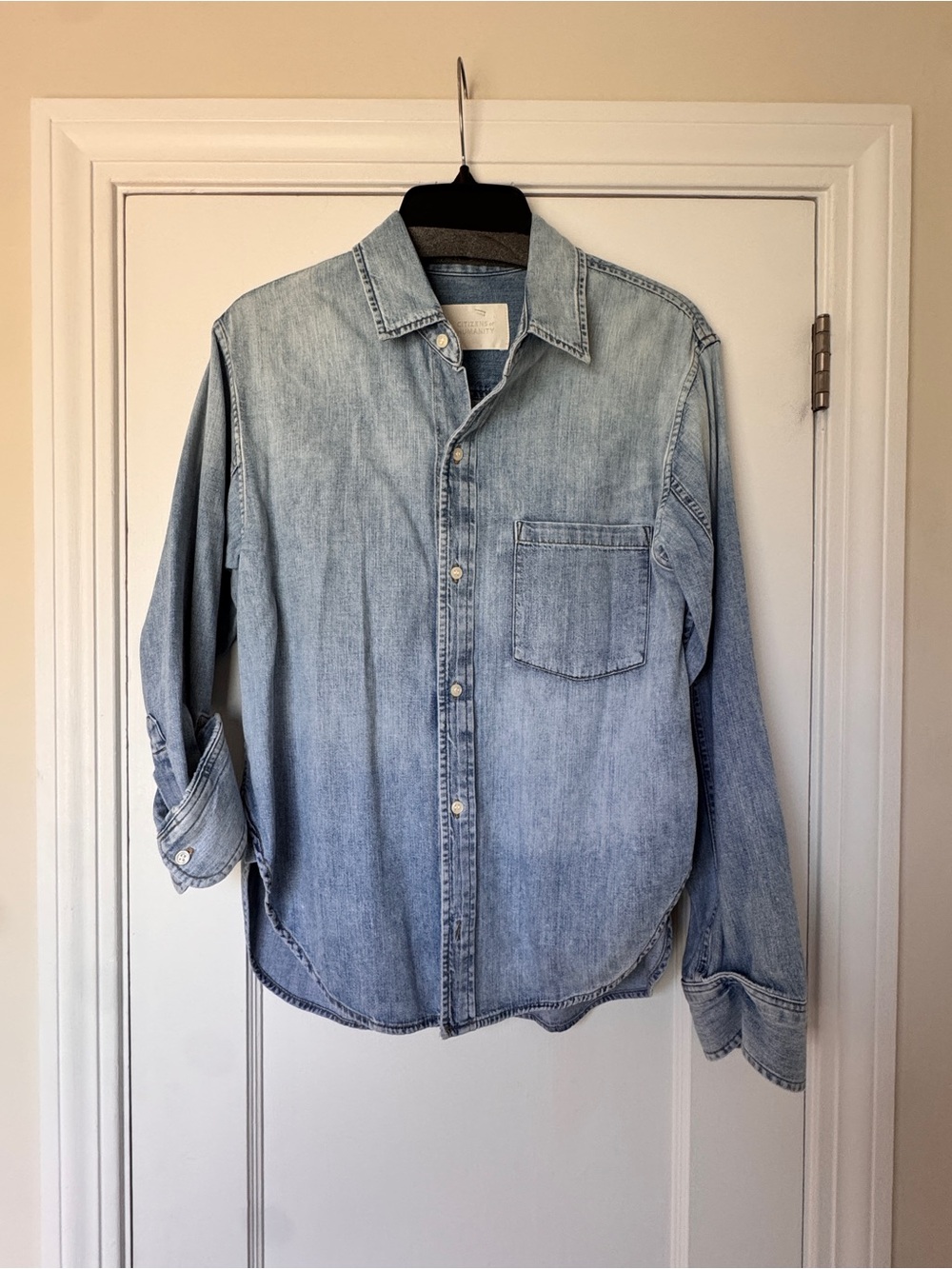 Citizens of Humanity Kayla Shrunken Denim Shirt Tide XS